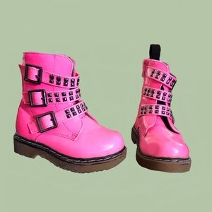 COCO Jumbo Hot Pink Kids Zip-up Combat Boots